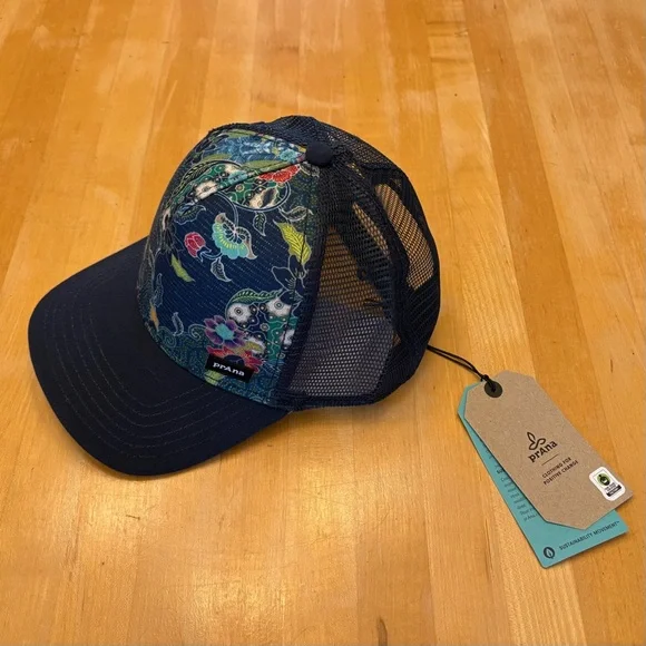 Prana Trucker Hat Adjustable Snapback Unisex Mesh festival hiking casual navy - Picture 3 of 4